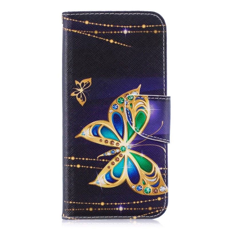Lærdeksel Folio Deksel Honor 10 Lite Mobildeksel Magisk Sommerfugl