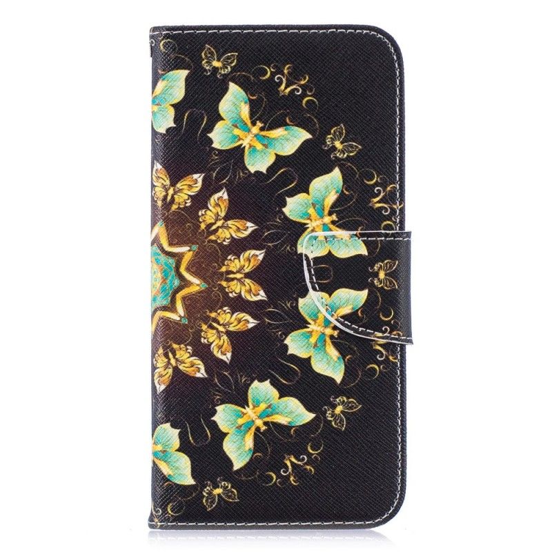 Lærdeksel Folio Deksel Honor 10 Lite Mobildeksel Sommerfuglemandala