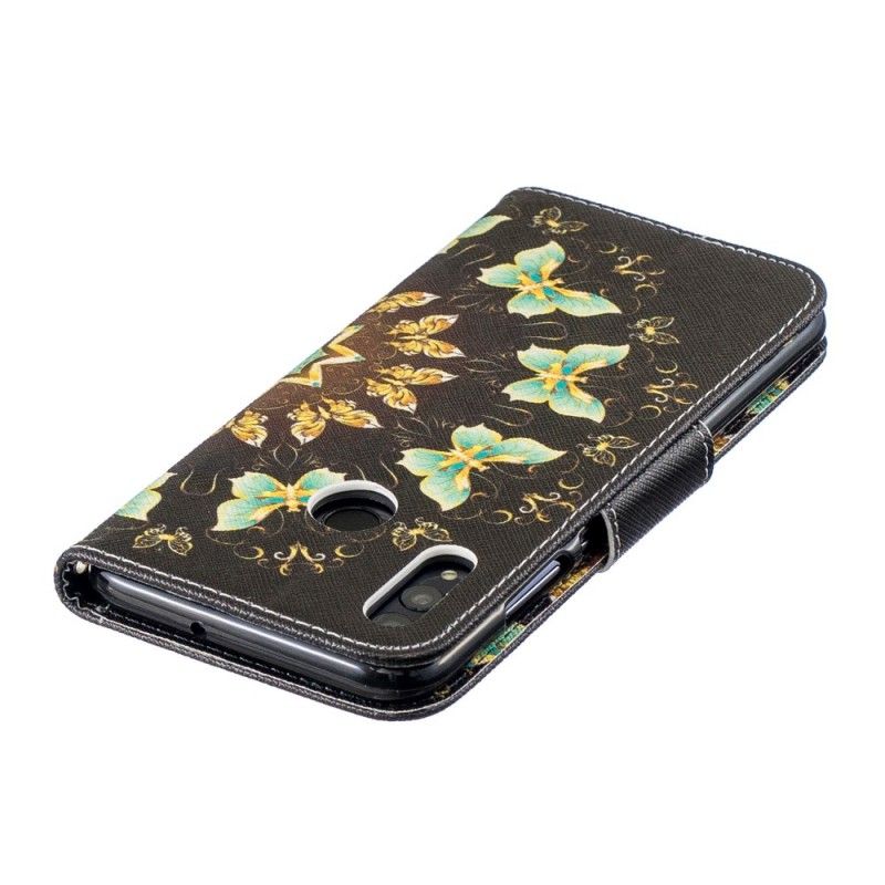 Lærdeksel Folio Deksel Honor 10 Lite Mobildeksel Sommerfuglemandala