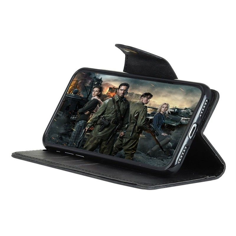 Lærdeksel Folio Deksel Honor 10 Lite Svart Vintage Kunstlær-Knapp