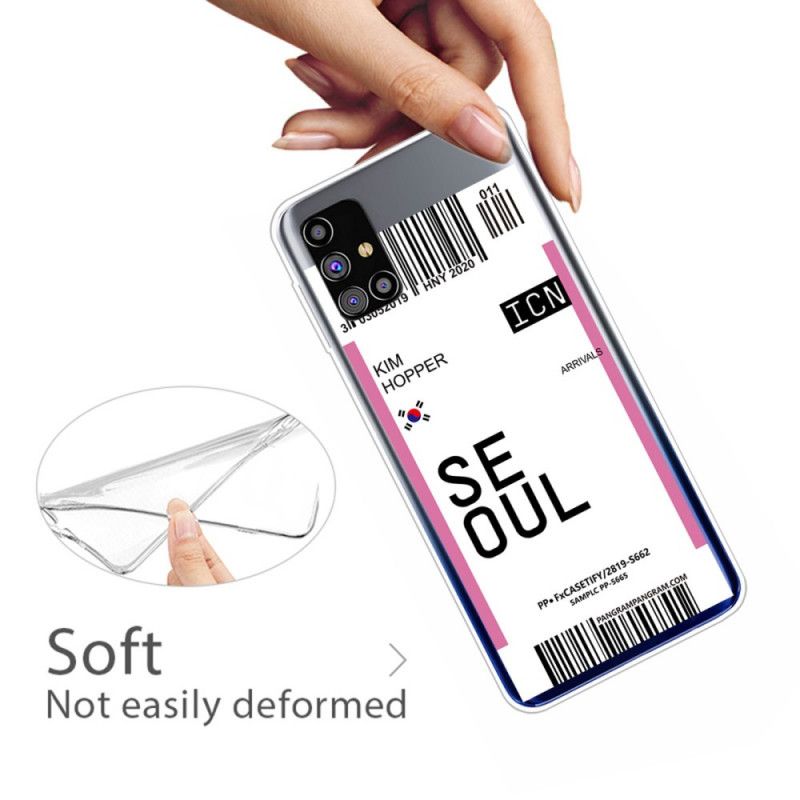 Deksel Samsung Galaxy M51 Magenta Boardingkort Til Seoul
