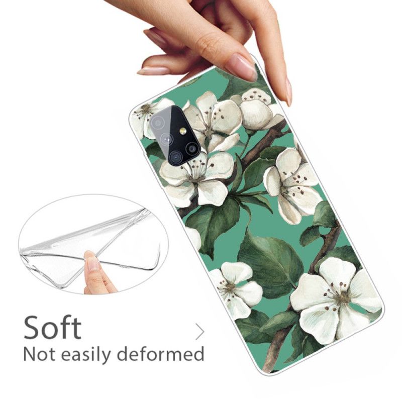 Deksel Samsung Galaxy M51 Mobildeksel Malte Hvite Blomster