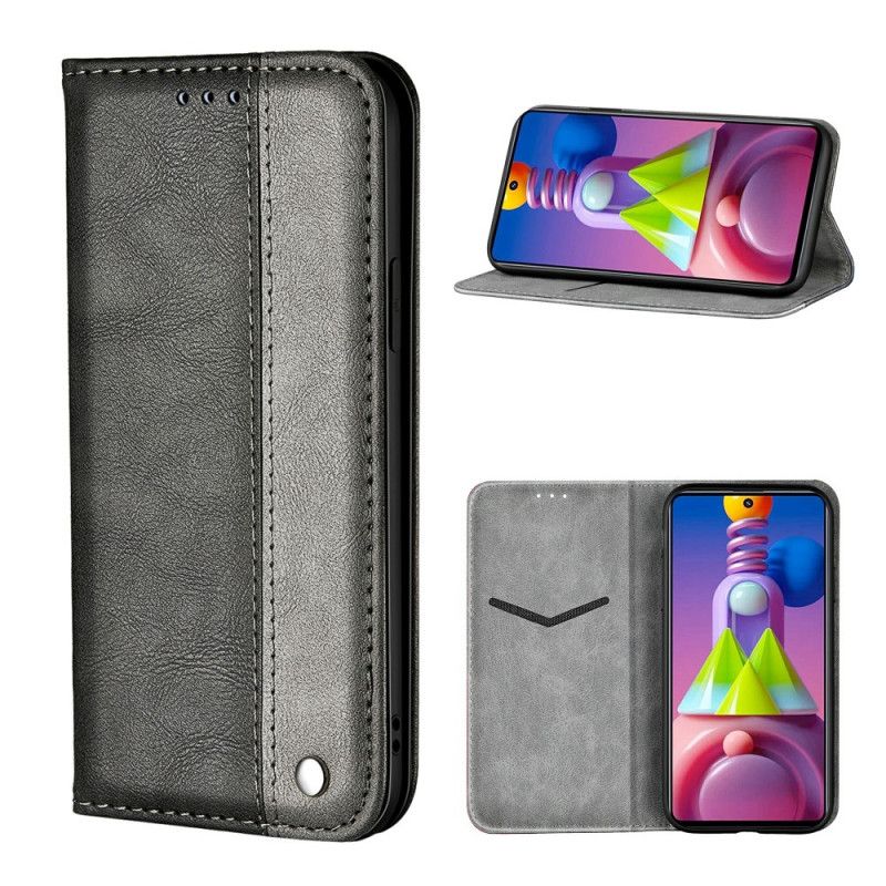 Folio Deksel for Samsung Galaxy M51 Grå Tofarget Skinneffekt