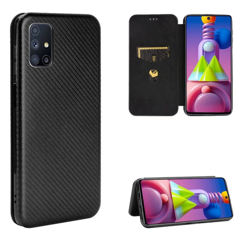 Folio Deksel for Samsung Galaxy M51 Svart Karbonfiber