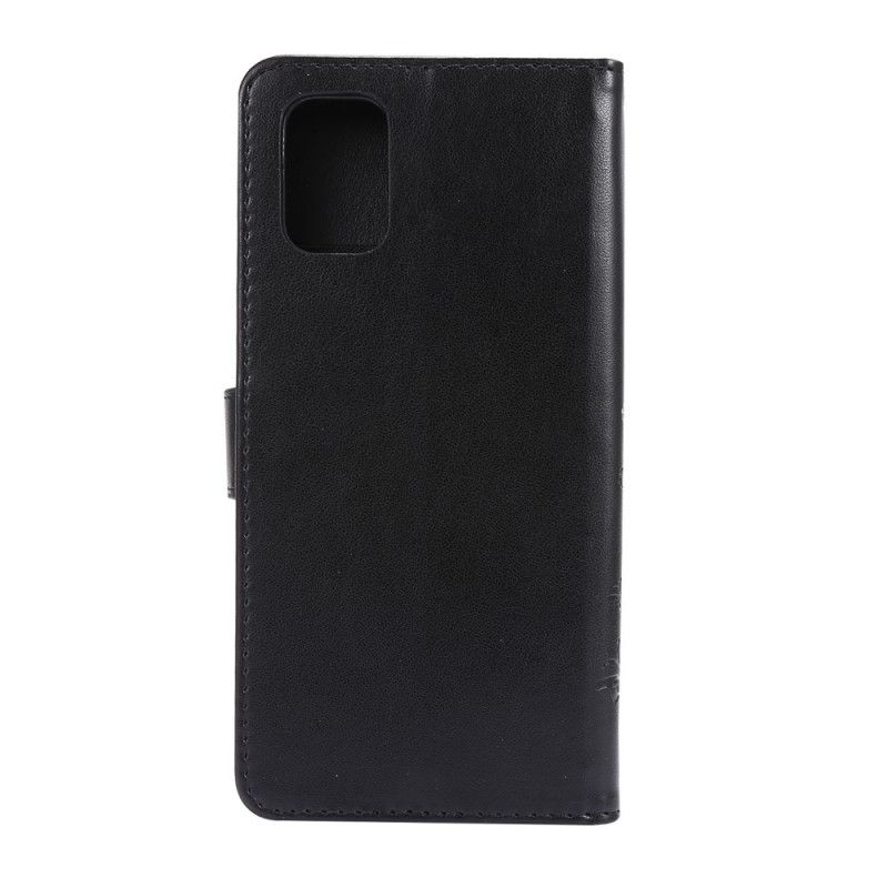 Folio Deksel for Samsung Galaxy M51 Svart Sommerfugler Og Tanga Blomster