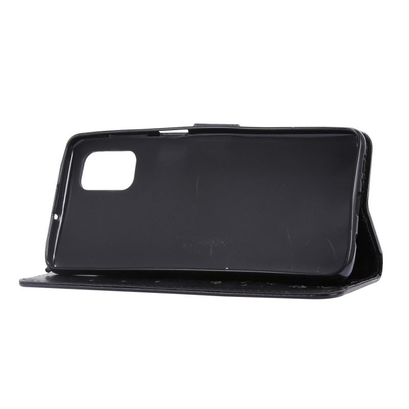 Folio Deksel for Samsung Galaxy M51 Svart Sommerfugler Og Tanga Blomster