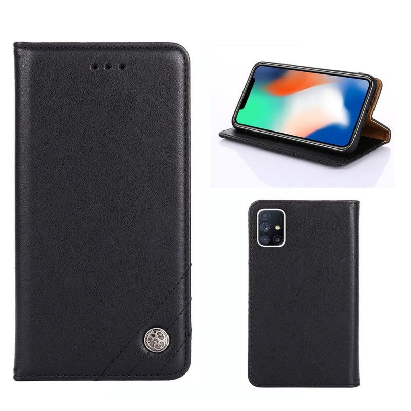 Folio Deksel Samsung Galaxy M51 Svart Nagleskinnstil Anti-fall