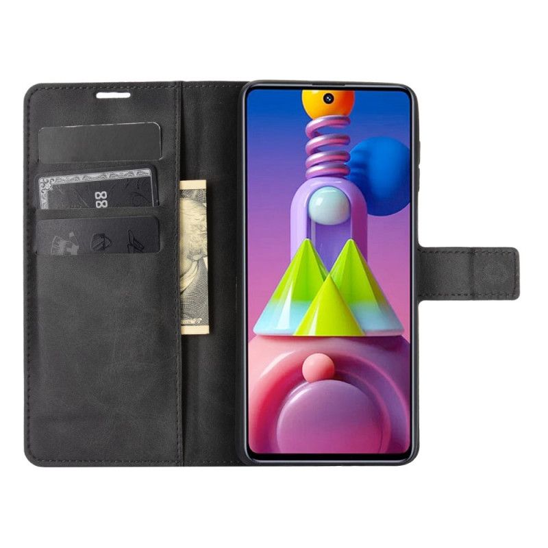 Folio Deksel Samsung Galaxy M51 Svart Slank Imitert Skinn