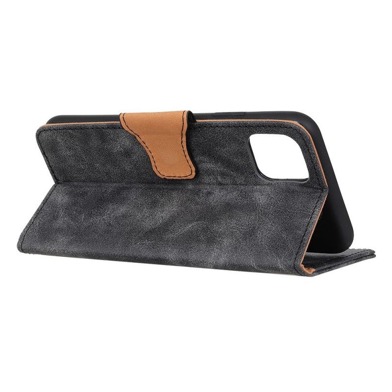 Lærdeksel Folio Deksel Samsung Galaxy M51 Svart Vintage Delt Skinn