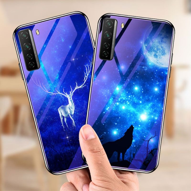 Deksel Huawei P40 Lite 5G Marineblå Herdet Glass Og Silikon Fra Dyr