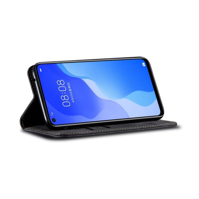 Folio Deksel Huawei P40 Lite 5G Svart Imitert Skinn Tekstur Jeans