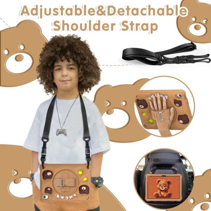 Deksel iPad (2025) Bjørnestropp Og Skulderstropp For Barn
