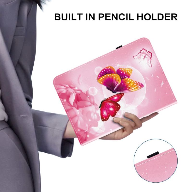 Etui iPad (2025) Rosa Sommerfugler