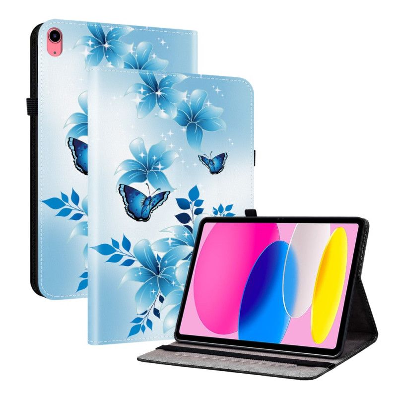 Etui Til iPad (2025) Blå Sommerfugler Og Blomster