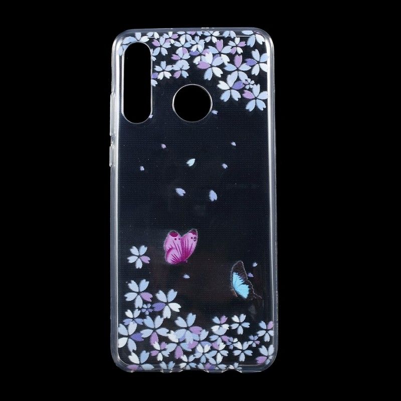 Deksel Huawei P30 Lite Mobildeksel Gjennomsiktige Sommerfugler Og Kronblad
