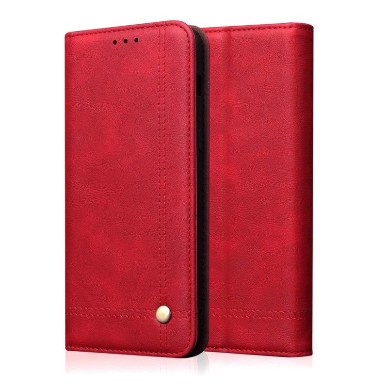 Folio Deksel for Huawei P30 Lite Svart Sydd Skinneffekt