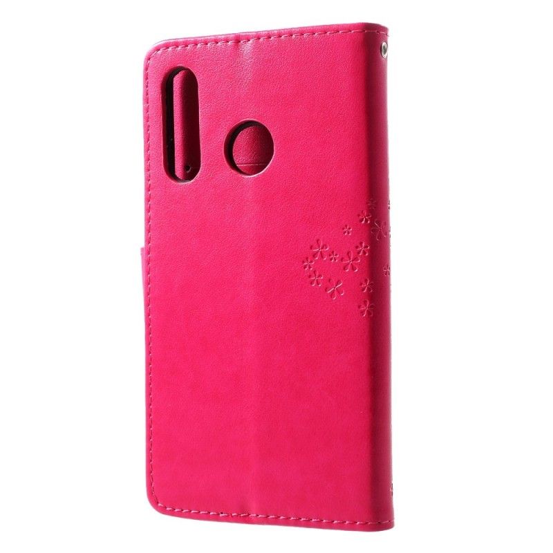 Folio Deksel for Huawei P30 Lite Svart Tre Og Ugler Med Tanga
