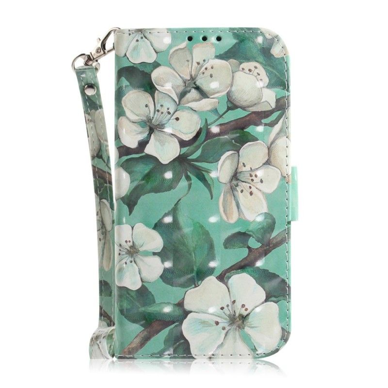 Folio Deksel Huawei P30 Lite Blomstrende Gren Med Tanga