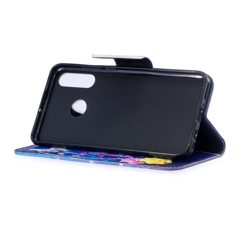 Folio Deksel Huawei P30 Lite Magenta Sommerfugler Om Natten