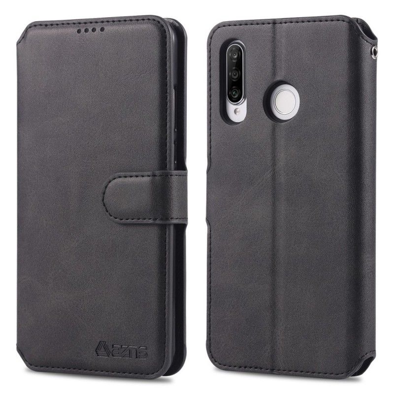 Folio Deksel Huawei P30 Lite Svart Retro Azns Anti-fall