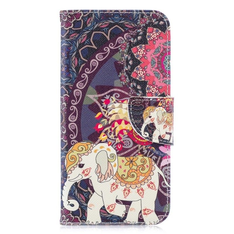 Lærdeksel Folio Deksel Huawei P30 Lite Etnisk Elefantmandala