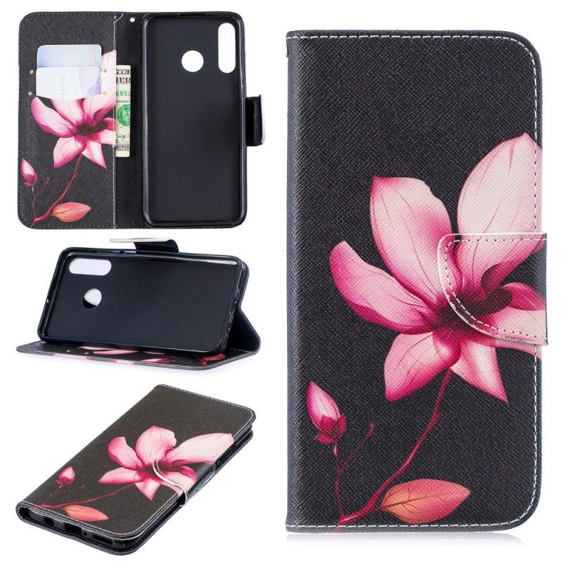Lærdeksel Folio Deksel Huawei P30 Lite Mobildeksel Rosa Blomst