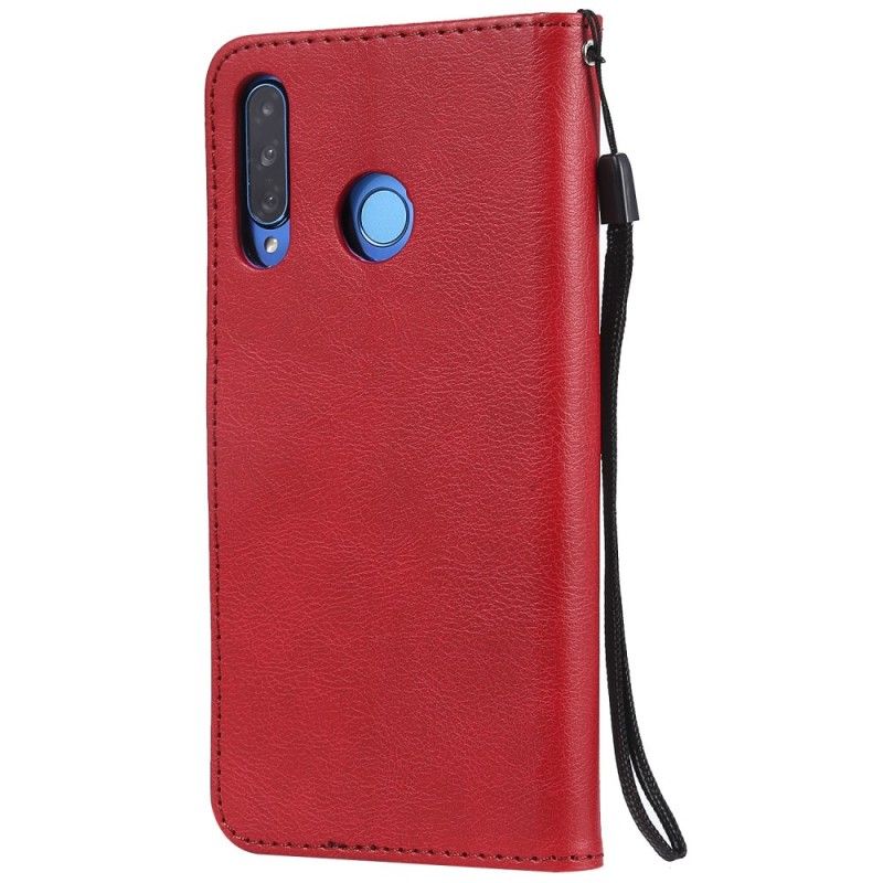 Lærdeksel Folio Deksel Huawei P30 Lite Svart Skinneffekt Med Tanga