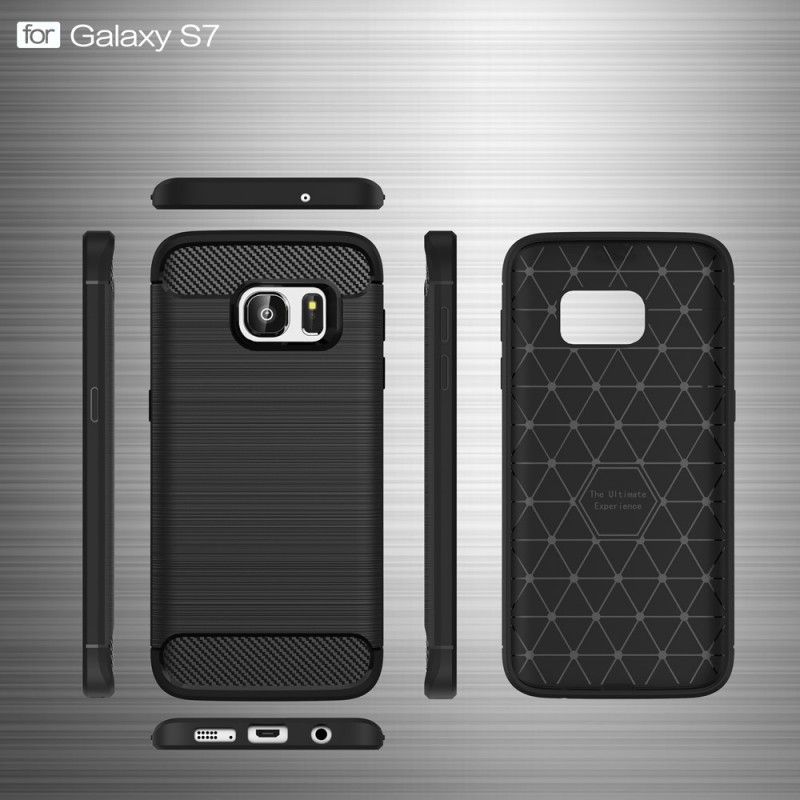 Deksel Samsung Galaxy S7 Svart Børstet Karbonfiber