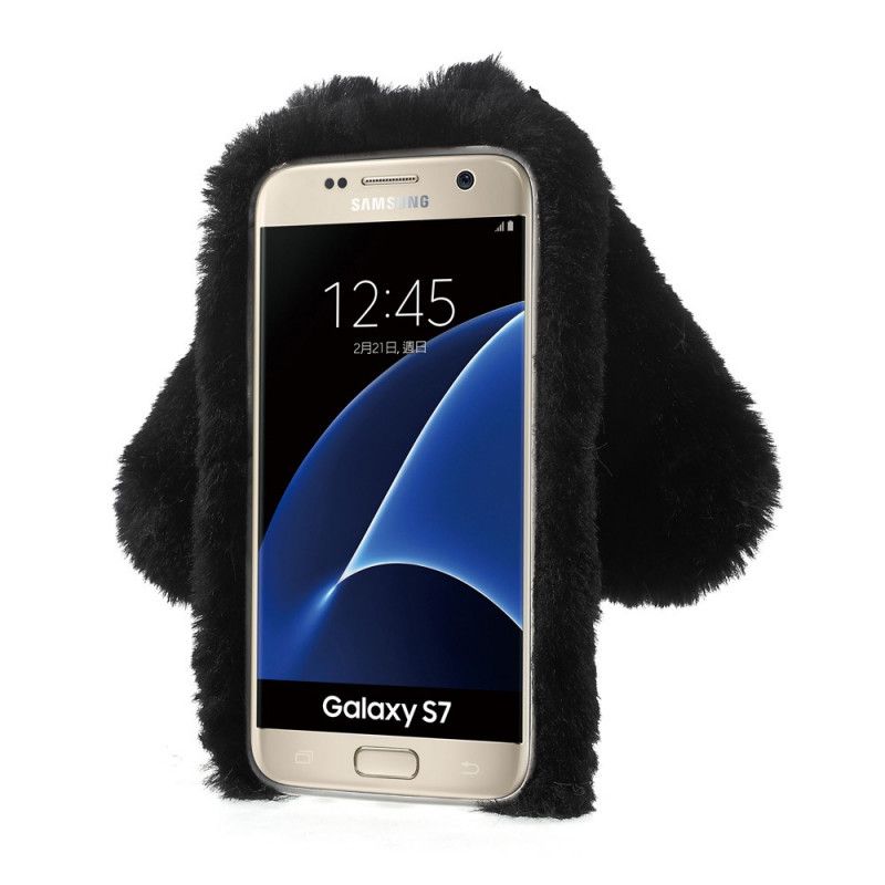 Deksel Samsung Galaxy S7 Svart Kanin Diamanter Ører Anti-fall