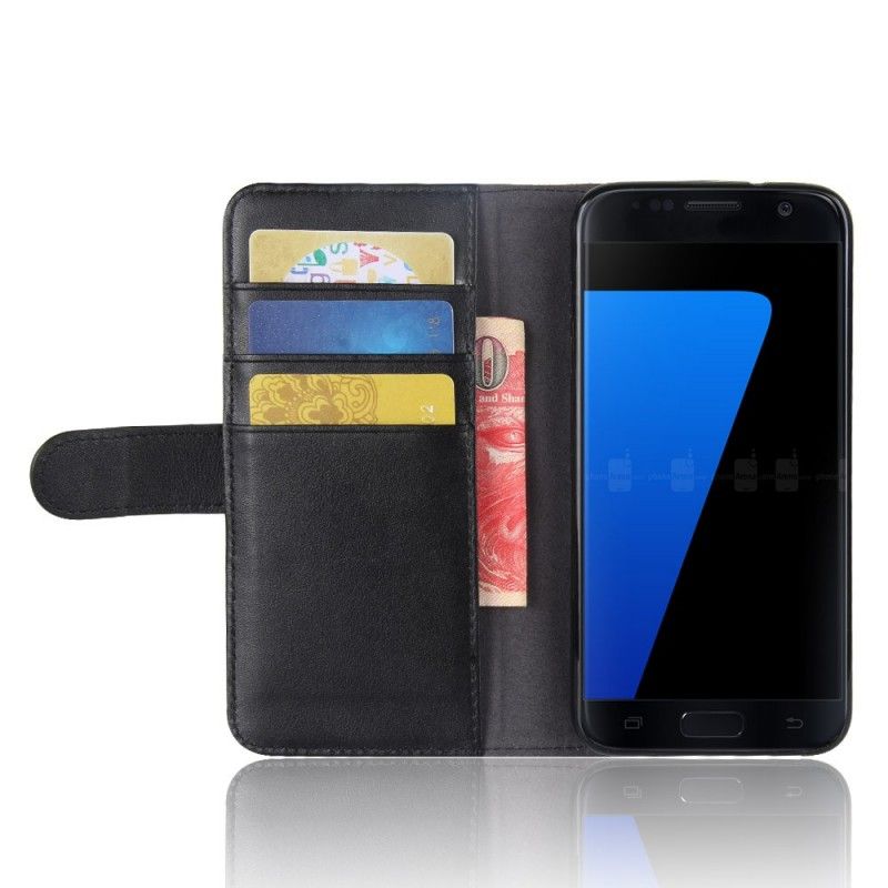 Folio Deksel for Samsung Galaxy S7 Svart Delt Skinn