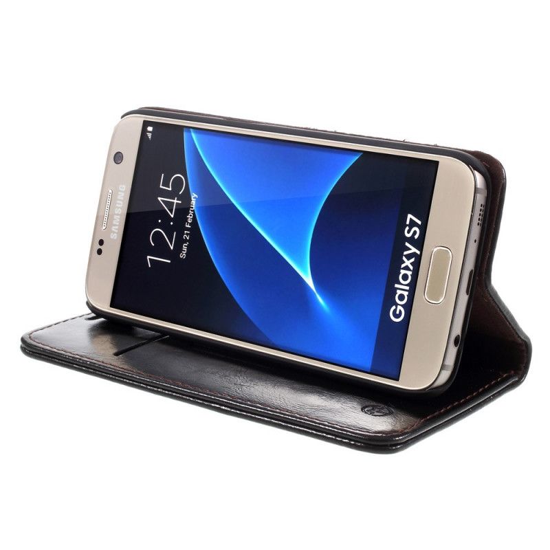 Folio Deksel Samsung Galaxy S7 Hvit Caseme Oljevoks Anti-fall