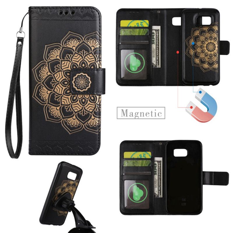 Folio Deksel Samsung Galaxy S7 Rose Gold Avtakbar Skallmandala Beskyttelse