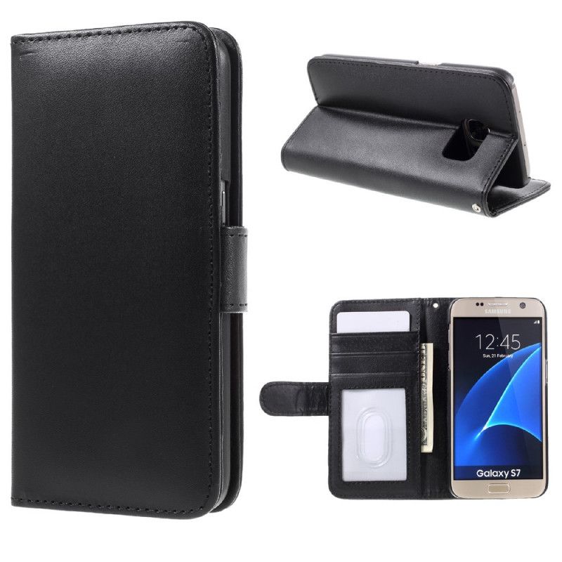 Lærdeksel Folio Deksel Samsung Galaxy S7 Mobildeksel Klassisk Skinnstil