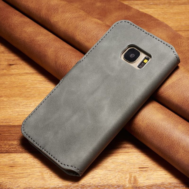 Lærdeksel Folio Deksel Samsung Galaxy S7 Svart Retro Dg.Ming