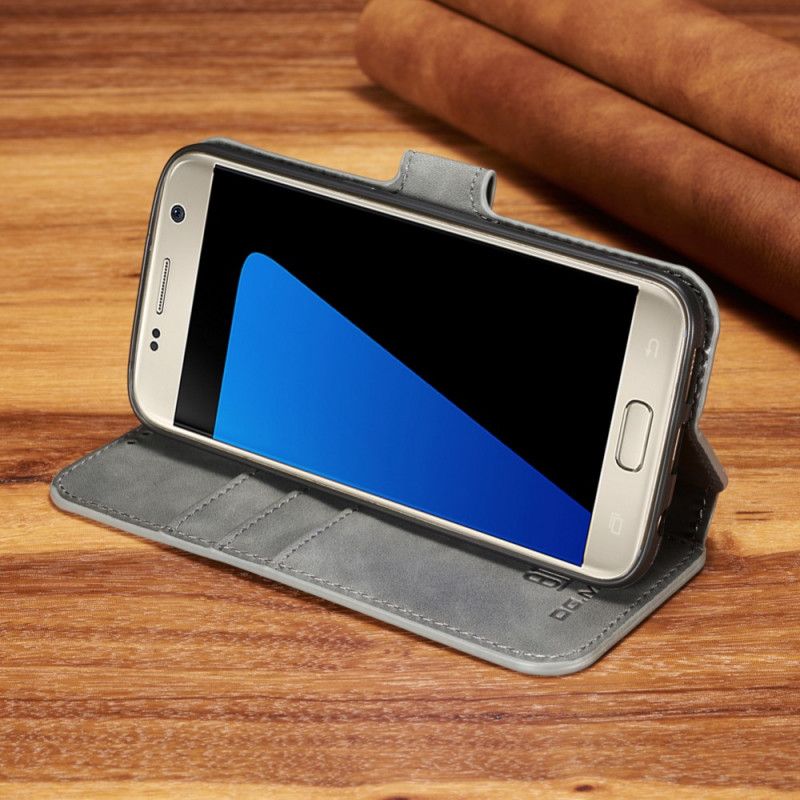 Lærdeksel Folio Deksel Samsung Galaxy S7 Svart Retro Dg.Ming