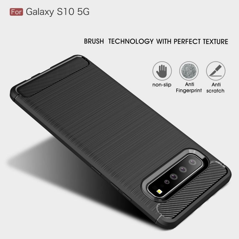 Deksel Samsung Galaxy S10 5G Svart Børstet Karbonfiber
