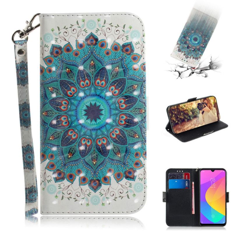Lærdeksel Folio Deksel Xiaomi Mi A3 Mobildeksel Mesterlig Mandala Med Tanga