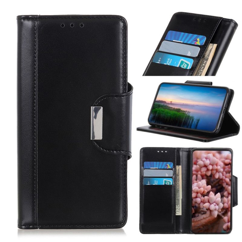 Folio Deksel Samsung Galaxy A20s Svart Faux Skinn Eleganse Nedleggelse