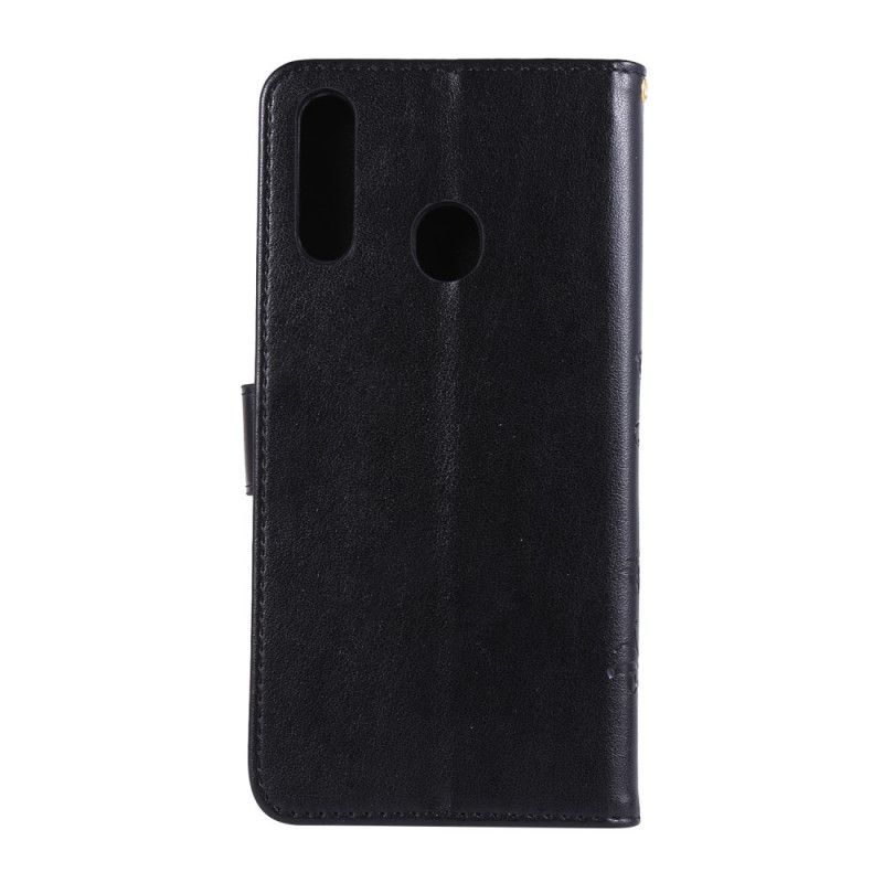 Folio Deksel Samsung Galaxy A20s Svart Sommerfugler Og Blomster