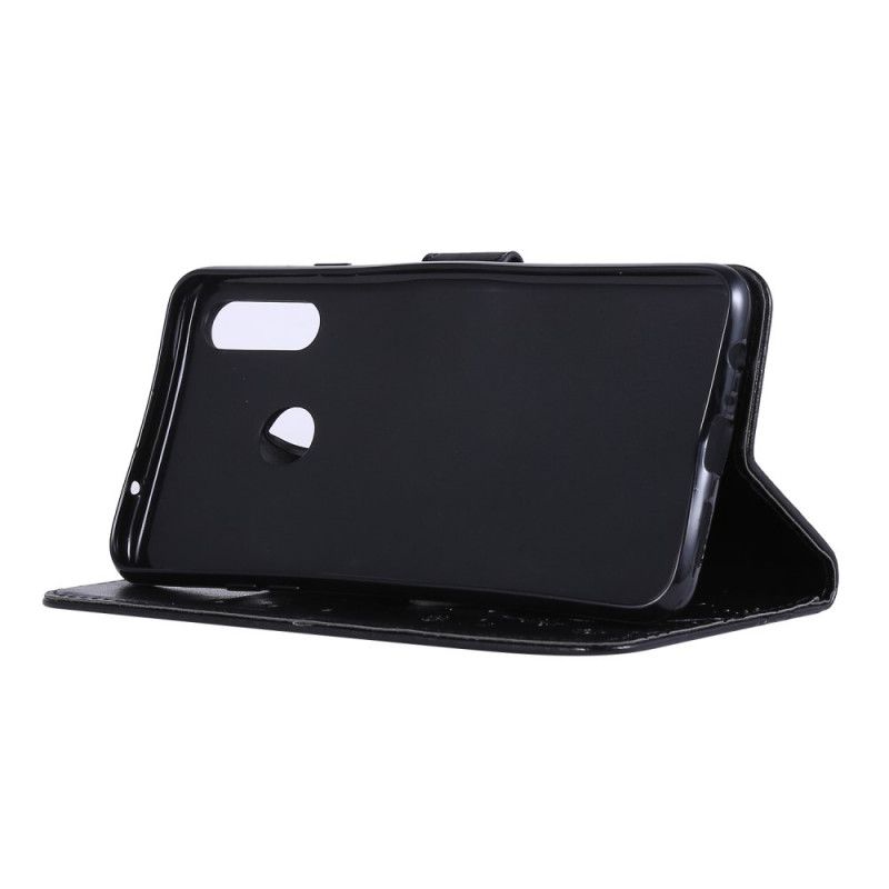 Folio Deksel Samsung Galaxy A20s Svart Sommerfugler Og Blomster
