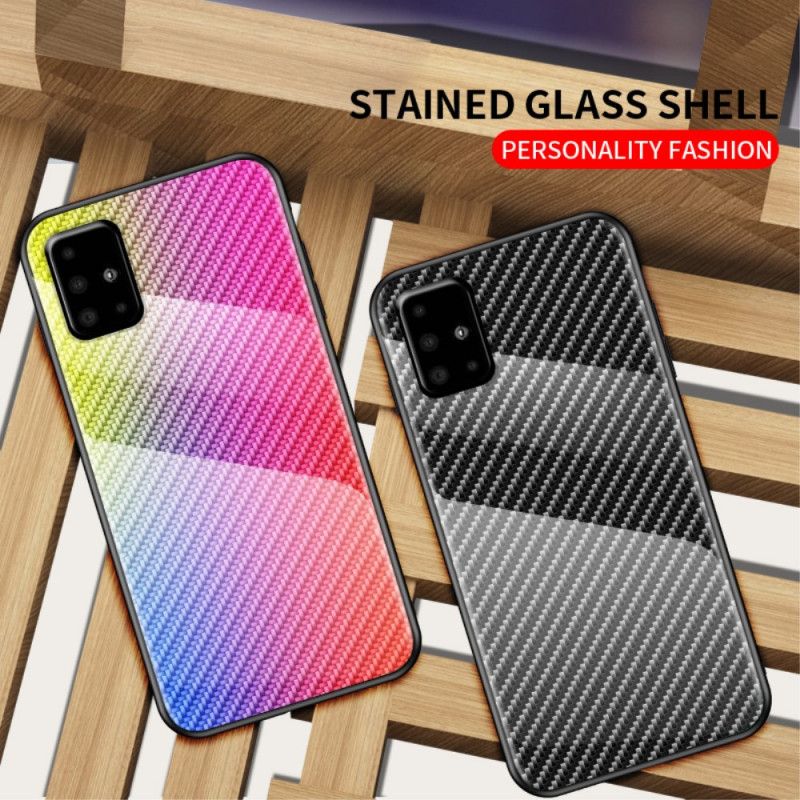 Deksel Samsung Galaxy A51 Svart Herdet Glass I Karbonfiber