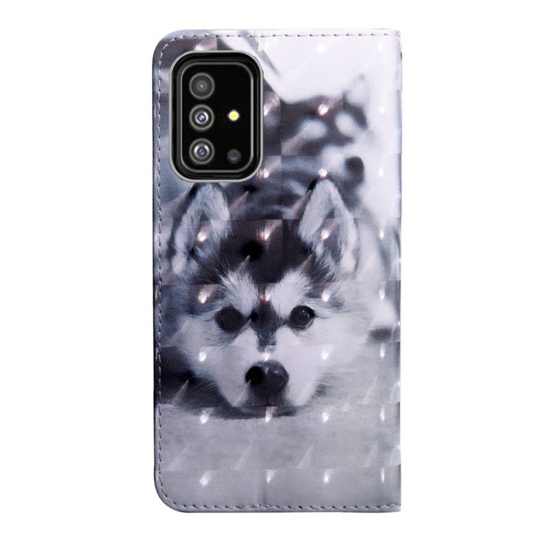 Folio Deksel for Samsung Galaxy A51 Svart Og Hvit Hund