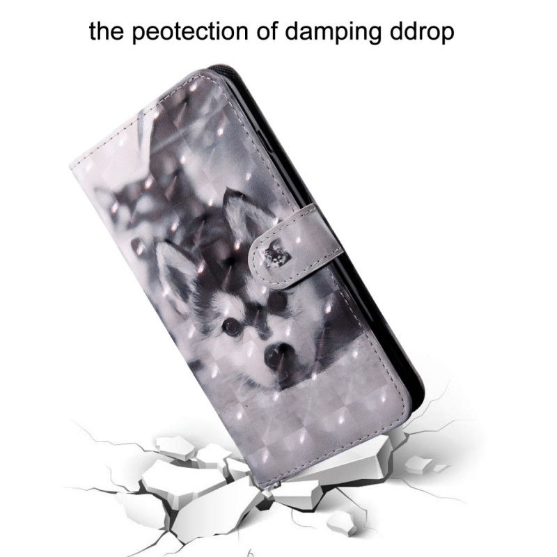 Folio Deksel for Samsung Galaxy A51 Svart Og Hvit Hund