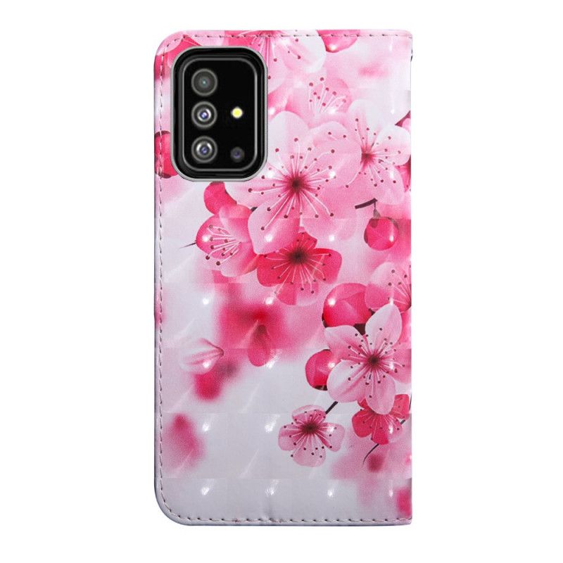 Lærdeksel Folio Deksel Samsung Galaxy A51 Rosa Blomster
