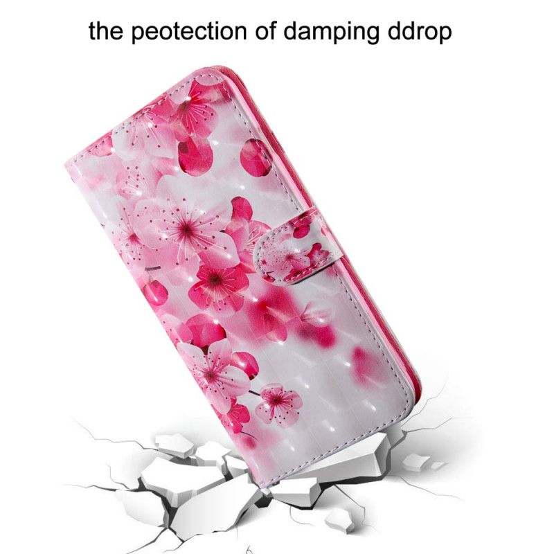 Lærdeksel Folio Deksel Samsung Galaxy A51 Rosa Blomster
