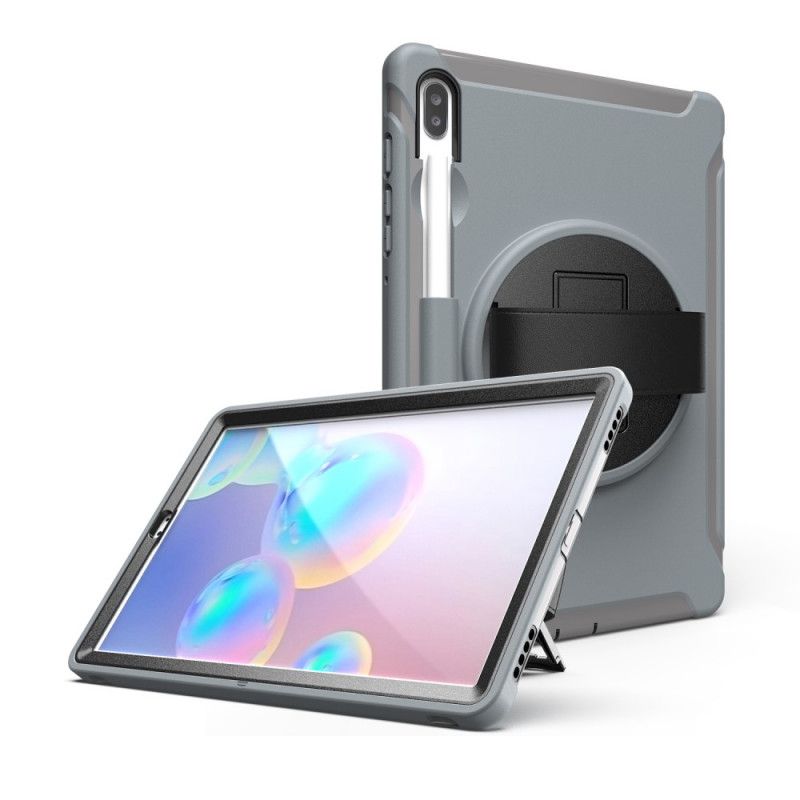 Deksel Samsung Galaxy Tab S6 Svart Trippelbeskyttelse Med Stropp Og Støtte Anti-fall