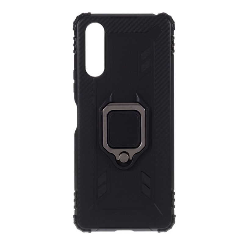 Deksel for Sony Xperia 10 II Svart Ring Og Karbonfiber