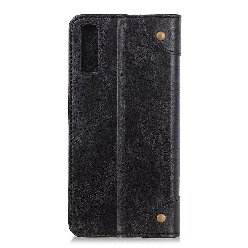 Folio Deksel Sony Xperia 10 II Rød Vintage Split Skinnnitter