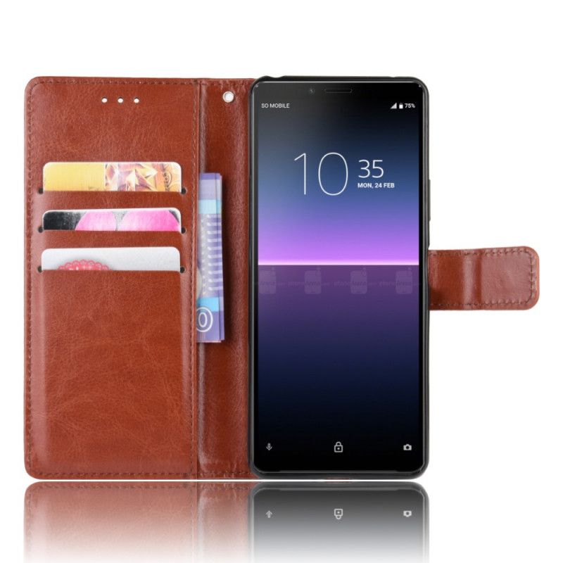 Folio Deksel Sony Xperia 10 II Svart Prangende Kunstlær