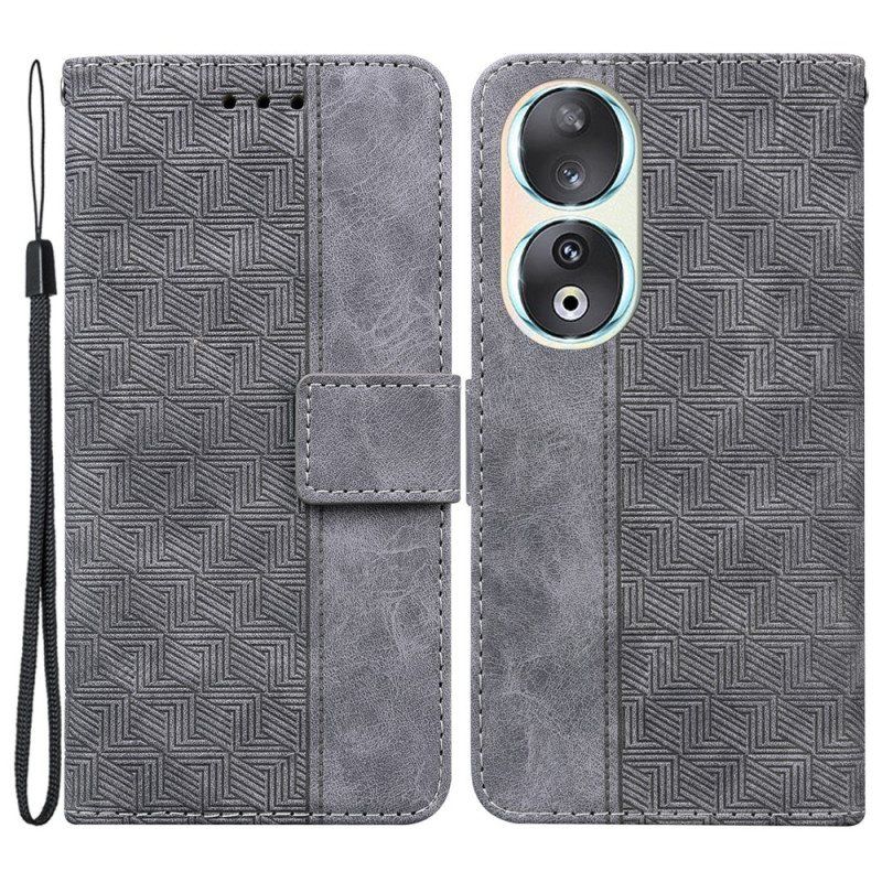 Folio Deksel Til Honor 90 Med Kjede Strappy Vevd Mønster